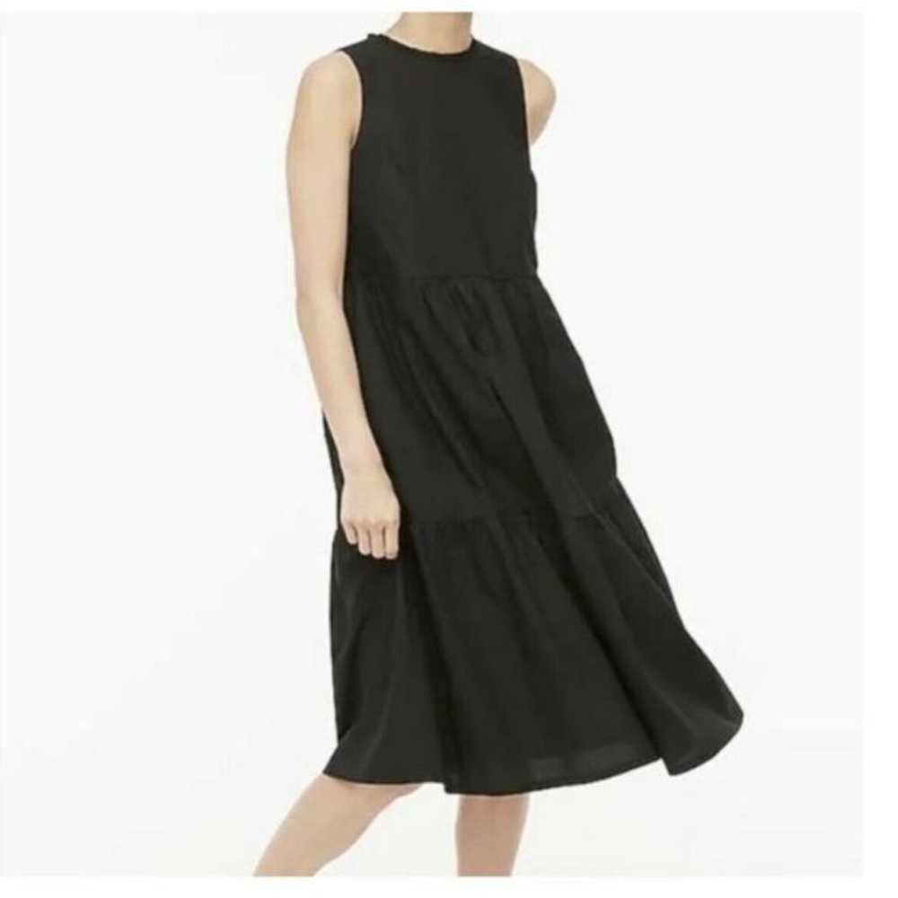 J Crew Factory Cotton Poplin Tiered Midi Dress
